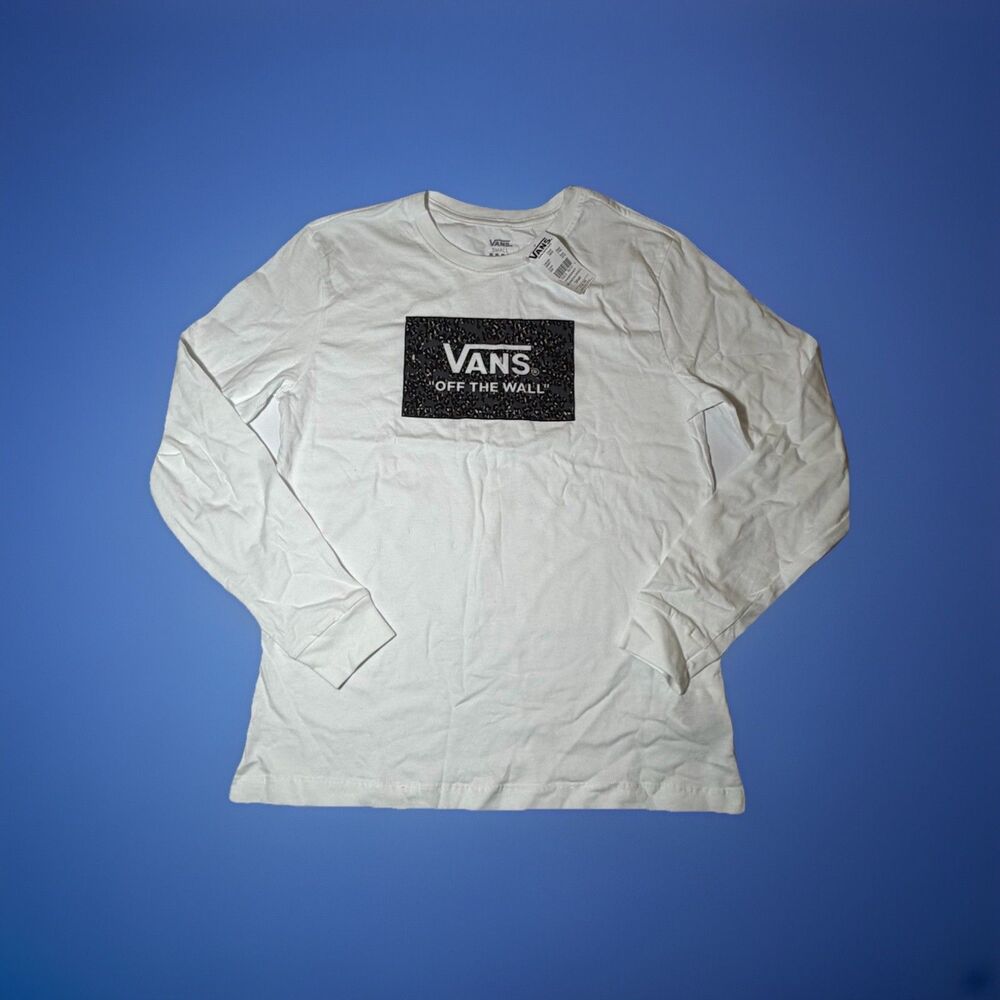 NWT Vans Off The Wall Womens Small White Long Sleeve Graphic T Shirt